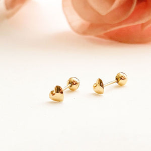 Aretes Corazon  con Seguro tornillo